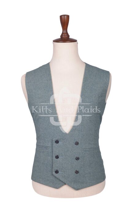 Lovat Blue Tweed Double Breasted Kilt Waistcoat