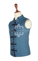 Lovat Blue Wool Punk Rock Waistcoat