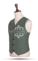 Lovat Green Wool 5 Buttons Argyll Vest