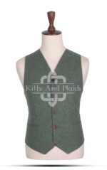 Lovat Green Wool 5 Buttons Argyll Vest