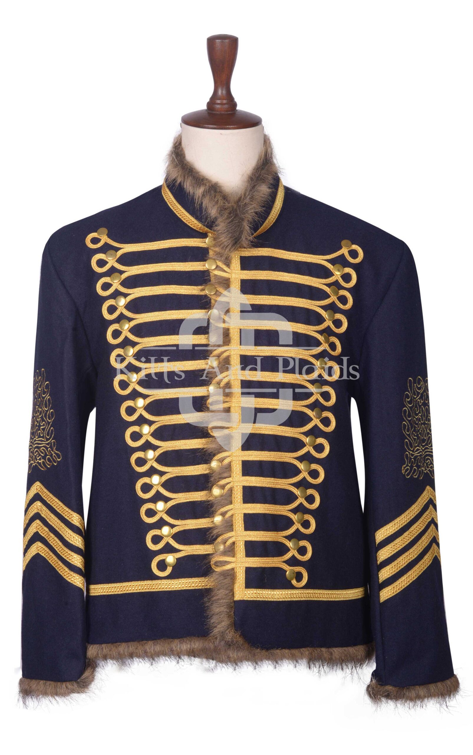 Navy Wool Gold Braided Royal Military Officer Jacket