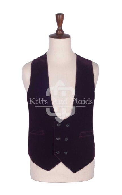 Purple Velvet Double Breasted Kilt Waistcoat