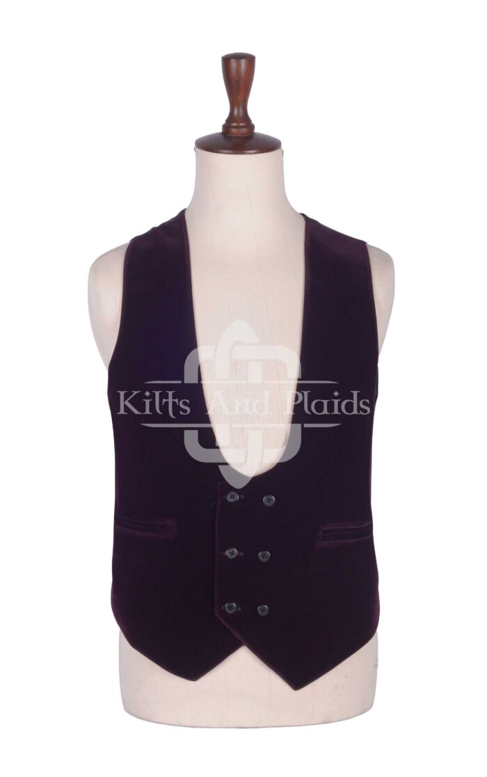 Purple Velvet Double Breasted Kilt Waistcoat