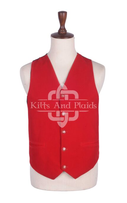 Red Velvet 5 Buttons Argyll Waistcoat