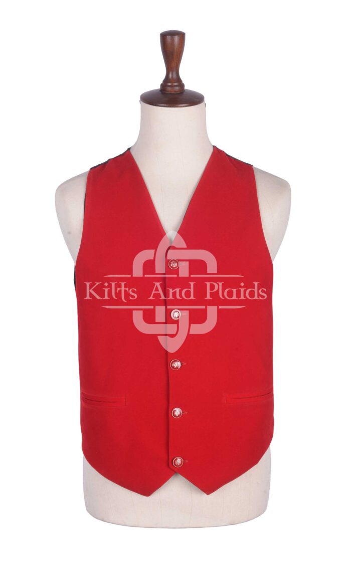 Red Velvet 5 Buttons Argyll Waistcoat