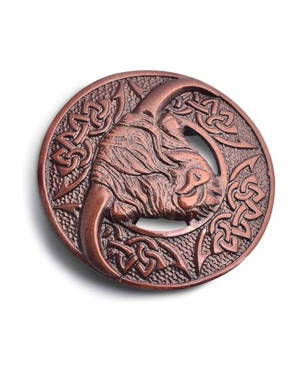 Scottish Highland Cow Kilt Bronze Brooch