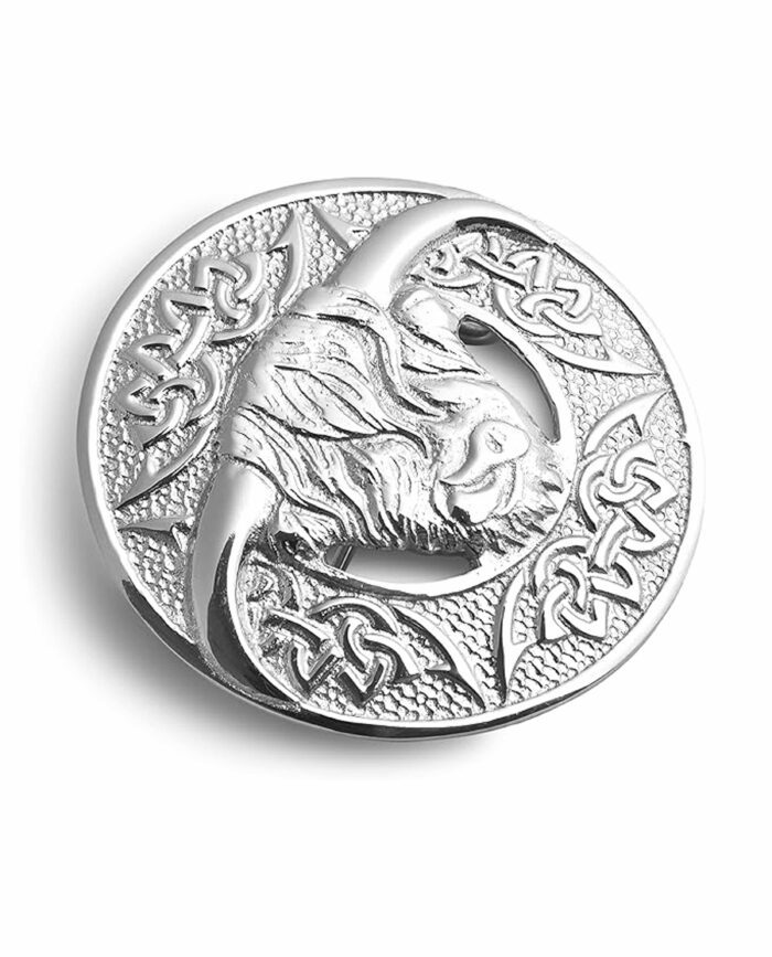 Scottish Highland Cow Kilt Charome Brooch