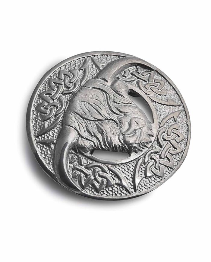 Scottish Highland Cow Kilt Silver Antique Brooch