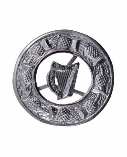 Scottish Irish Harp kilt Chrome Brooch