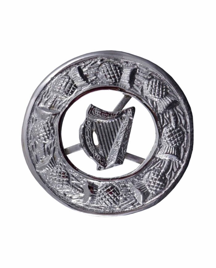 Scottish Irish Harp kilt Chrome Brooch