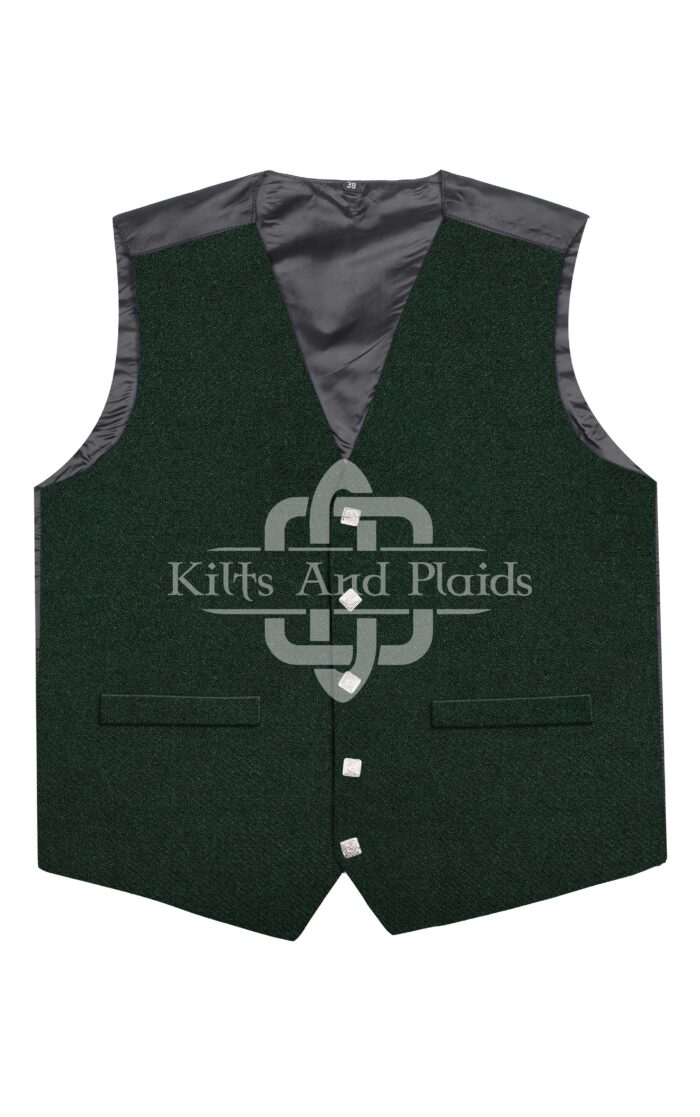 Solid Green Wool Argyll Vest