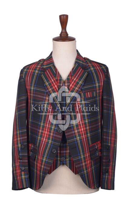 Stewart Black Tartan Argyll Jacket