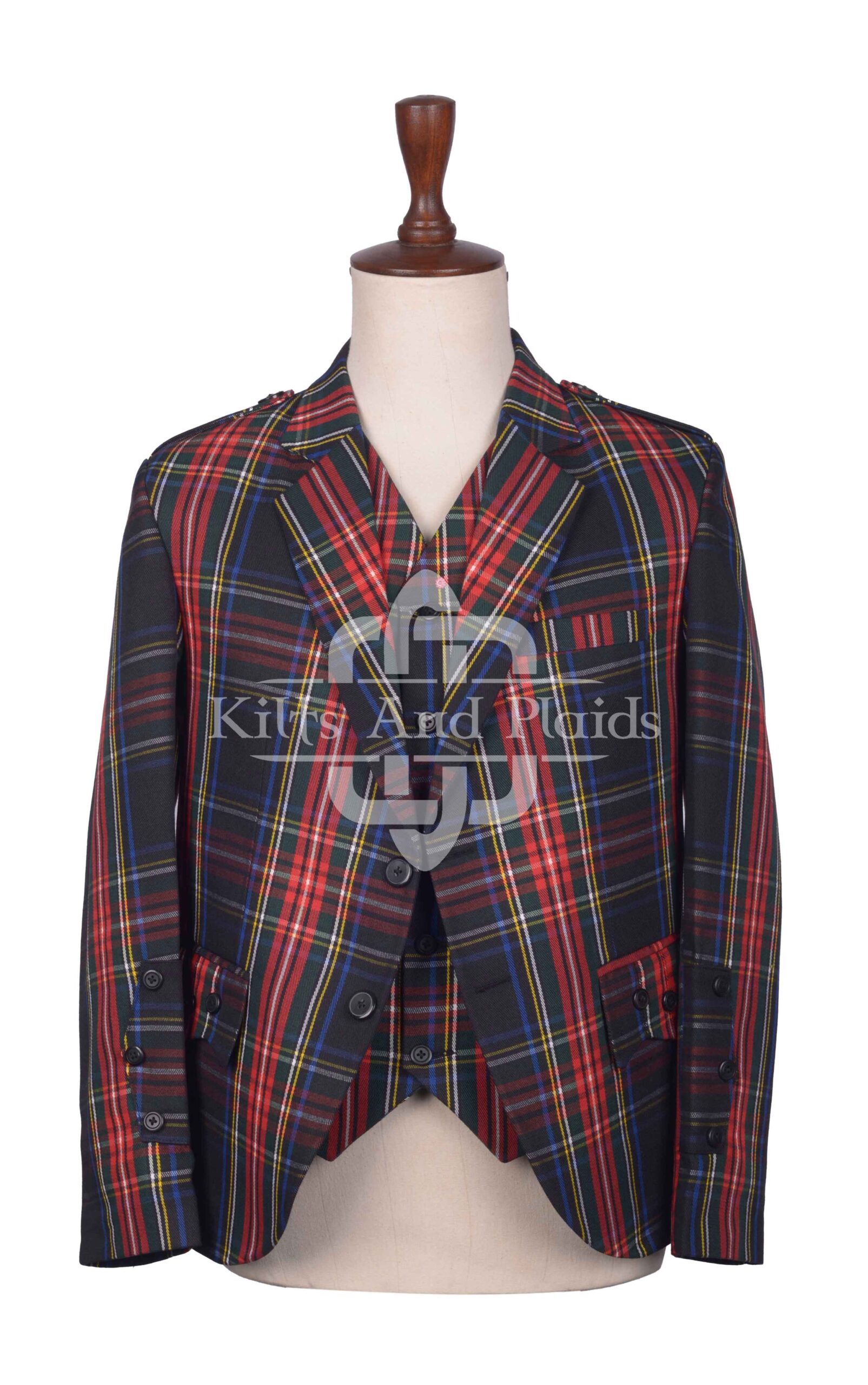 Stewart Black Tartan Argyll Jacket