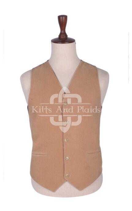 Tan Velvet 5 Buttons Argyll Waistcoat