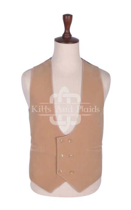 Tan Velvet Double Breasted Kilt Waistcoat