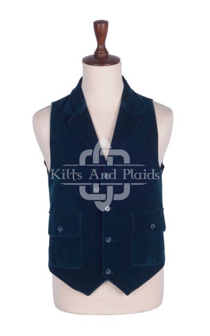 Torquise Blue Velvet Waistcoat