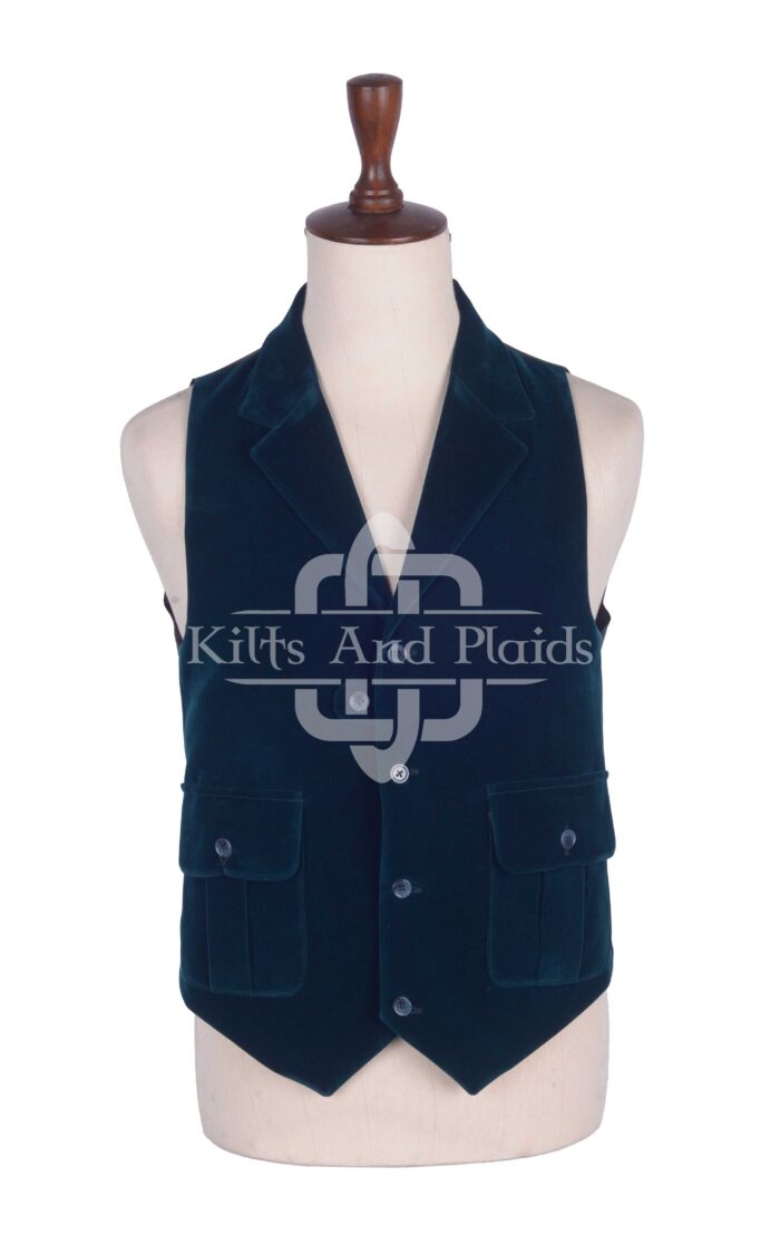 Torquise Blue Velvet Waistcoat