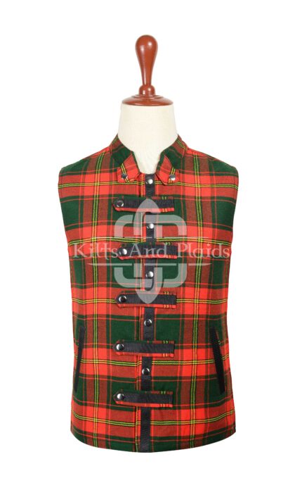 Ulster Red Tartan Punk Rock Waistcoat