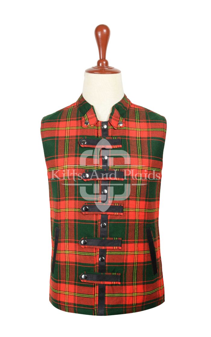 Ulster Red Tartan Punk Rock Waistcoat