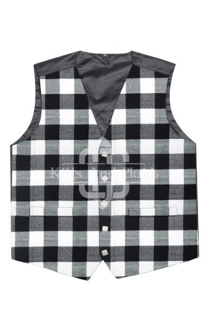White Black Rob Roy Tartan Argyll Vest