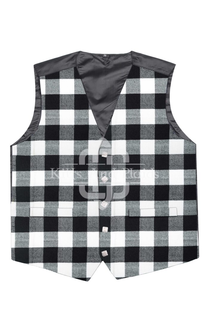 White Black Rob Roy Tartan Argyll Vest