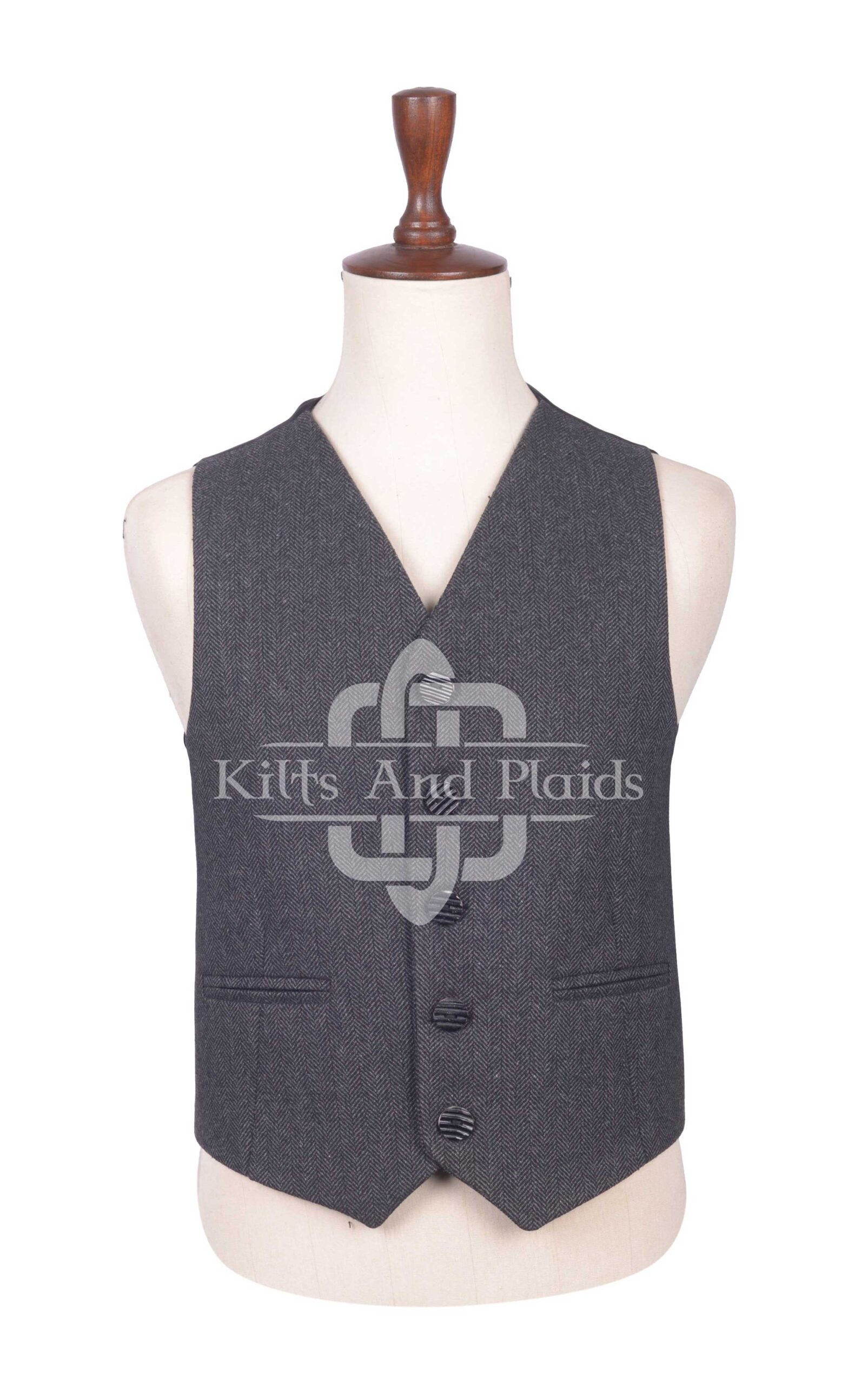 Charcoal Gray Tweed Argyll Waistcoat