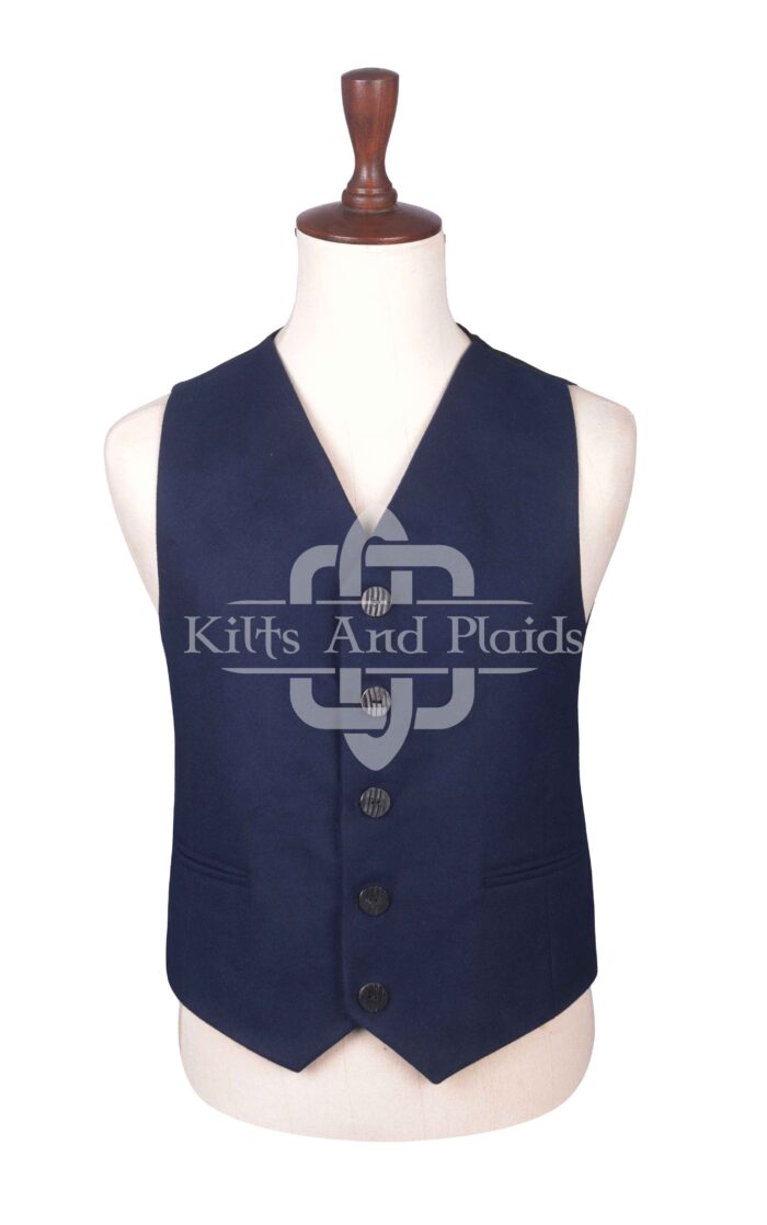 Navy Melton Wool Argyll Waistcoat