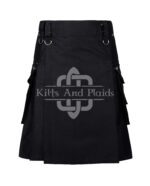 Black Cotton Gothic Kilt with Chains