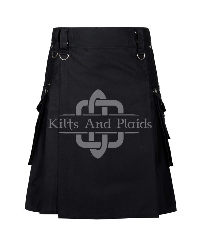 Black Cotton Gothic Kilt with Chains