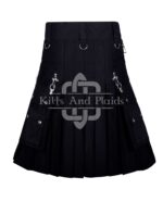 Black Gothic Kilt Leather Strap with Chain
