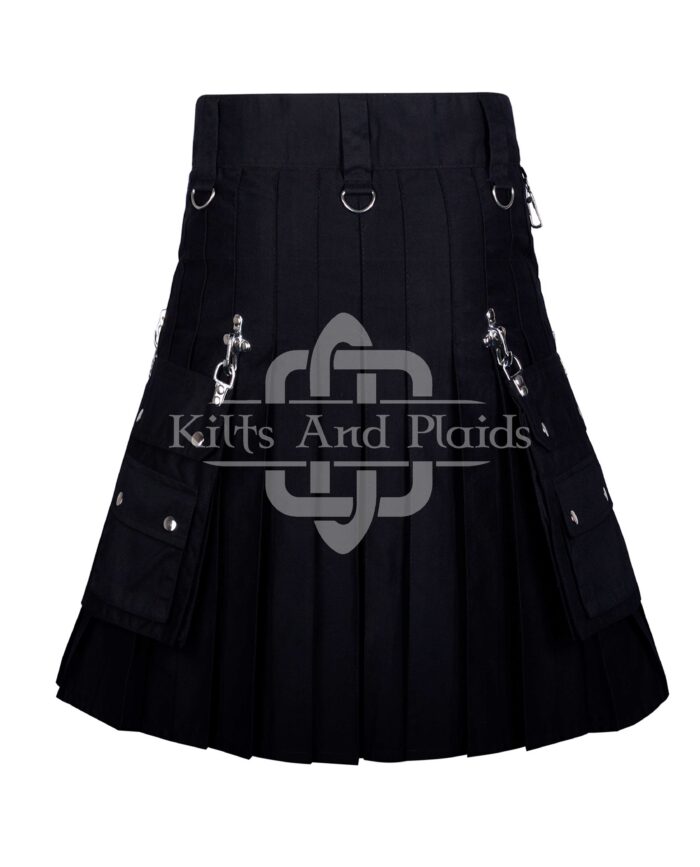 Black Gothic Kilt Leather Strap with Chain