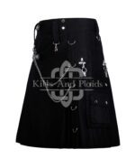 Black Gothic Kilt Leather Strap with Chain