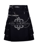 Black Gothic Kilt Leather Strap with Chain