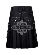 Black Cotton Gothic Kilt with Chains