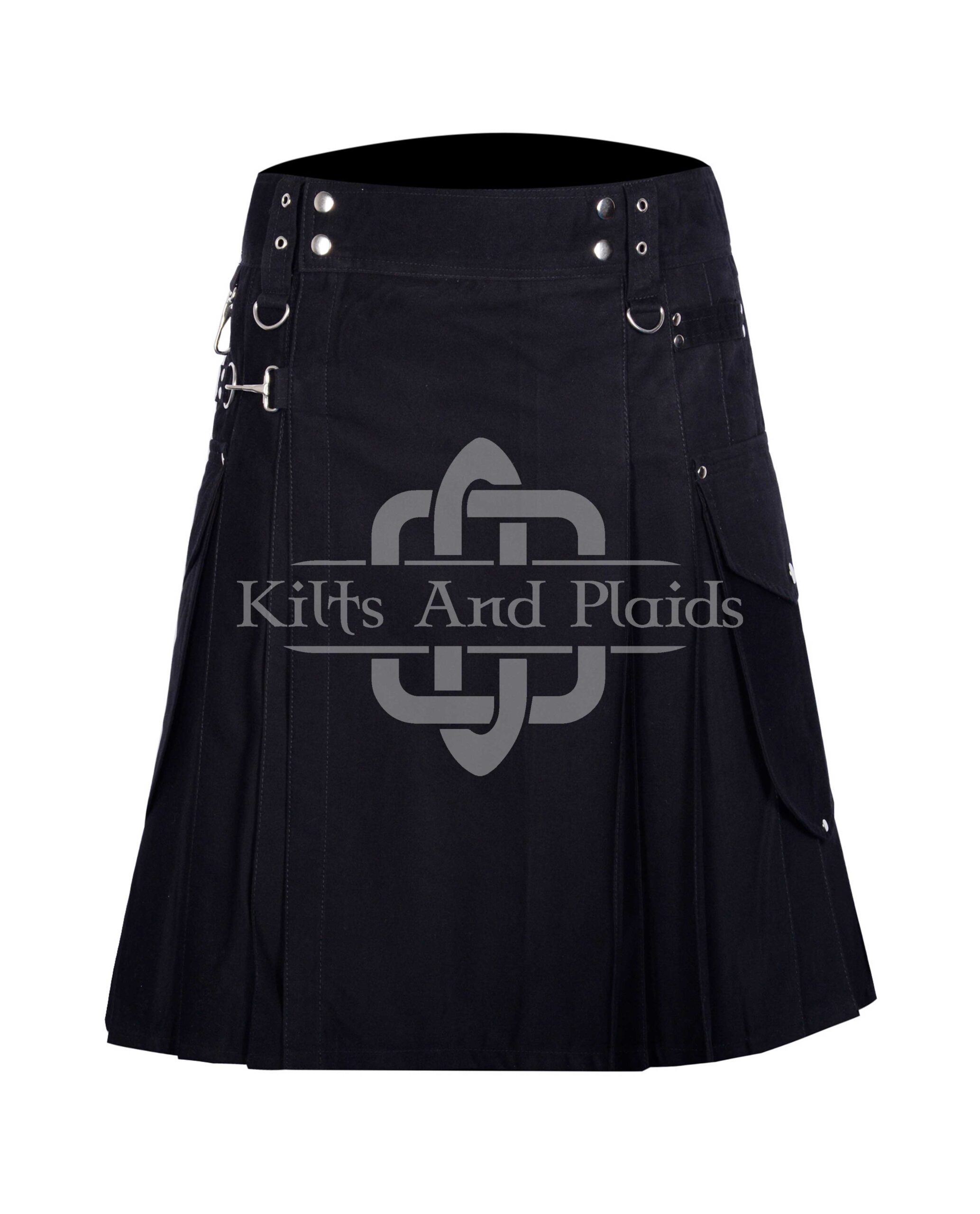 Black Utility Cotton Kilt