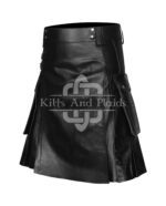 Black Leather Utility Kilt