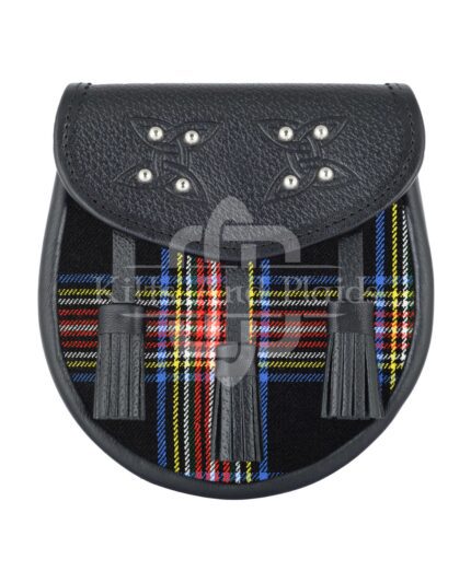 Black Stewart Tartan Sporran