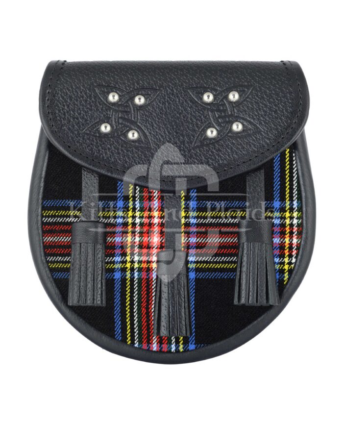 Black Stewart Tartan Sporran