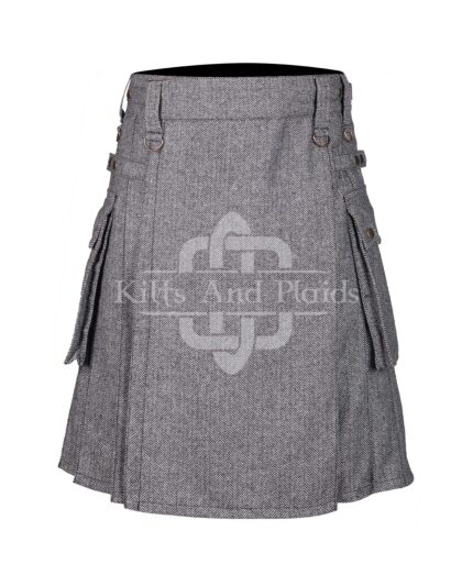 Gray Tweed Utility Kilt