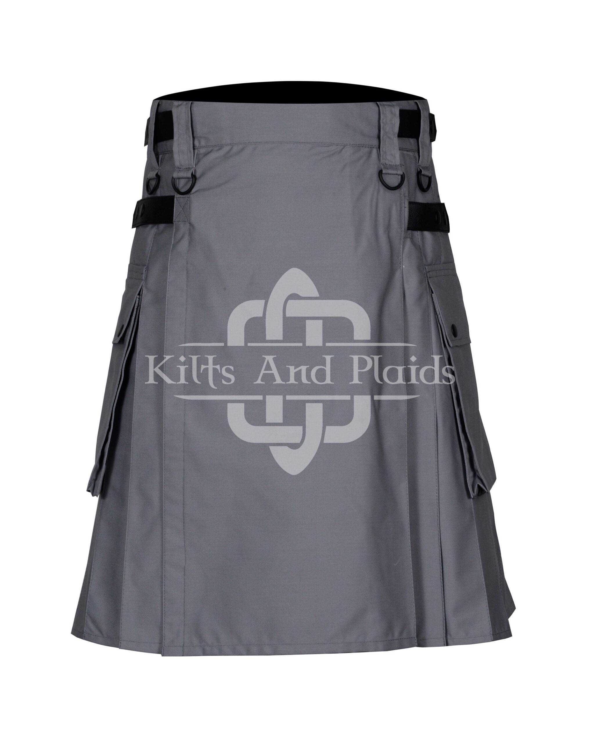 Grey Utility Cotton Kilt