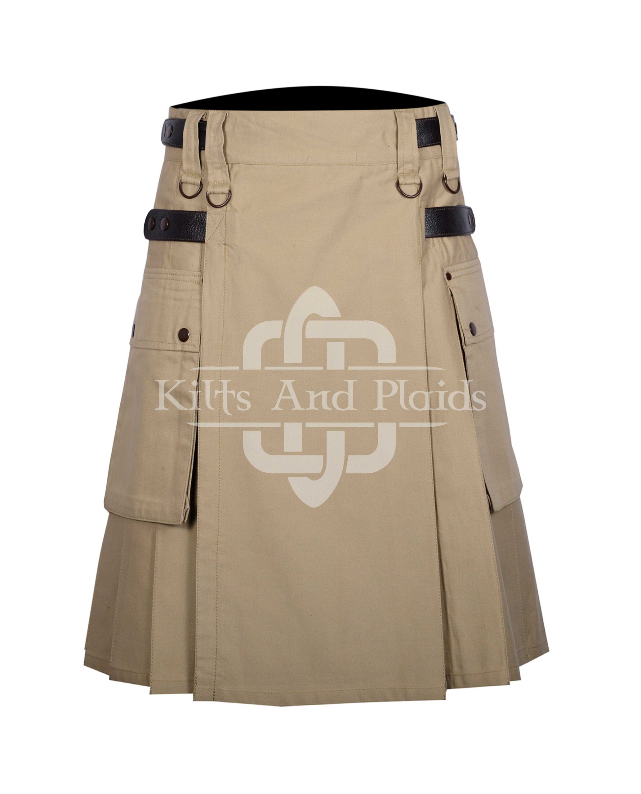 Khaki Utility Cotton Kilt