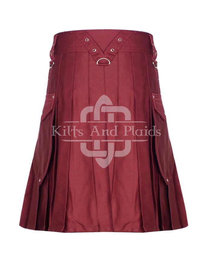 Maroon Utility Cotton Kilt