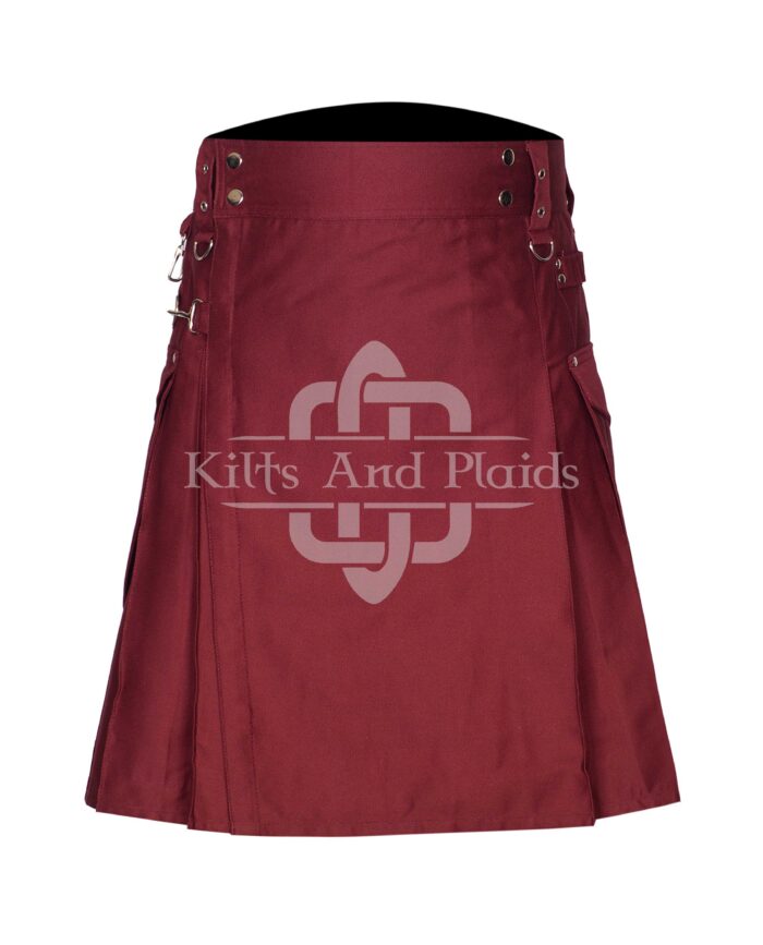 Maroon Utility Cotton Kilt