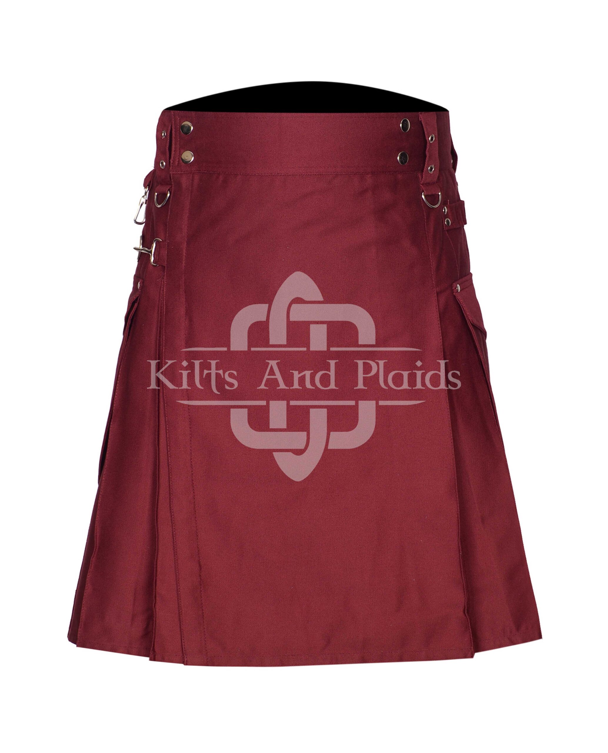 Maroon Utility Cotton Kilt