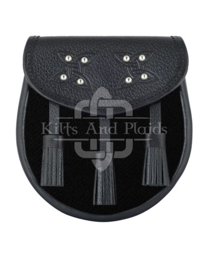Solid Black Tartan Sporran