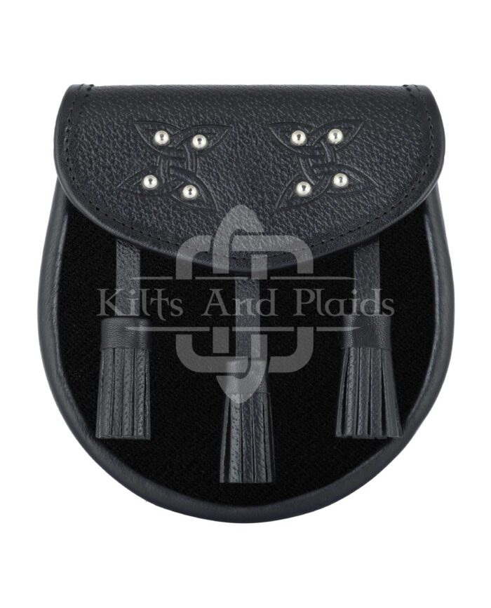 Solid Black Tartan Sporran
