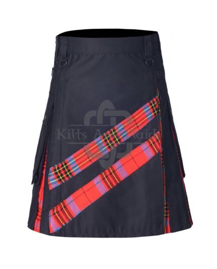 Black Cotton Leslie Red Hybrid Kilt