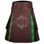 Brown Cotton Irish Hybrid Kilt