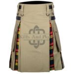 Khaki Cotton Buchanan Tartan Hybrid Kilt