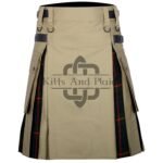 Khaki Cotton Gunn Tartan Hybrid Kilt